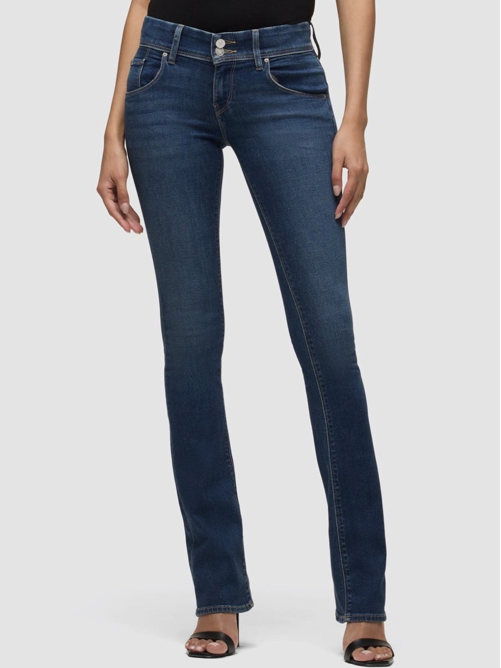 Hudson Beth Mid-Rise Baby Boot Cut Jeans in Dark Blue Wash